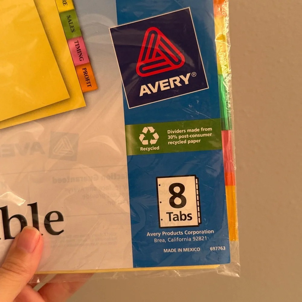 🔥10/$15 Avery Big Tab Insertable Dividers - Yellow with Multicolor Tabs